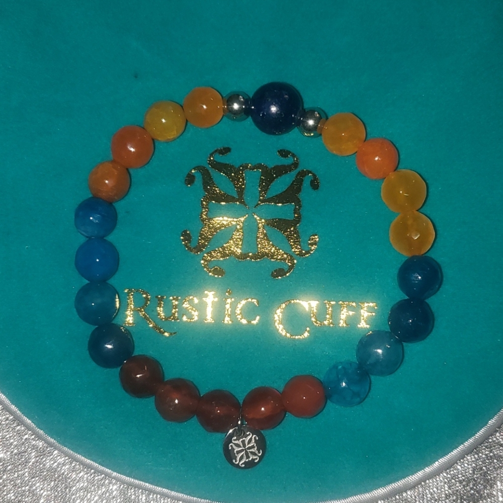 Rustic Cuff, beaded , stones, Bracelet